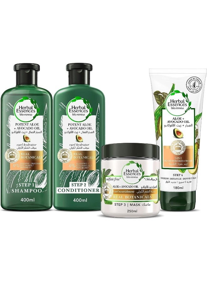Herbal Essences خط شعر هيربال إسينسز خالي من الكبريتات مع الألوة + زيت الأفوكادو للشعر المجعد 400 مل - Image 1